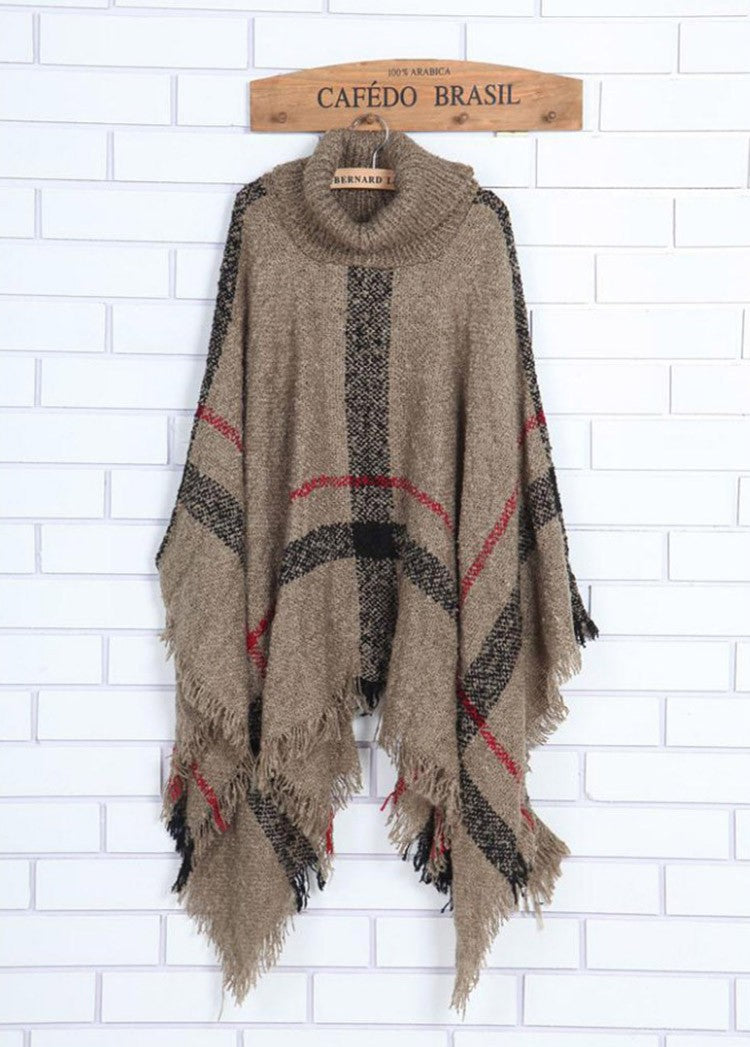 Suéter de invierno Poncho de punto para mujer Bufanda de cuello alto para mujer Suéteres y jerséis cálidos gruesos Poncho y capas