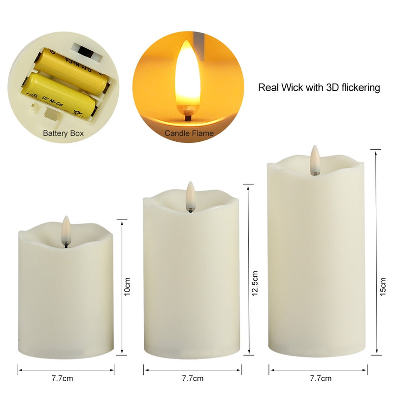 3 unids/set de velas LED sin llama con Control remoto, velas de Año Nuevo, luces de té Led alimentadas por batería, vela de Pascua con embalaje