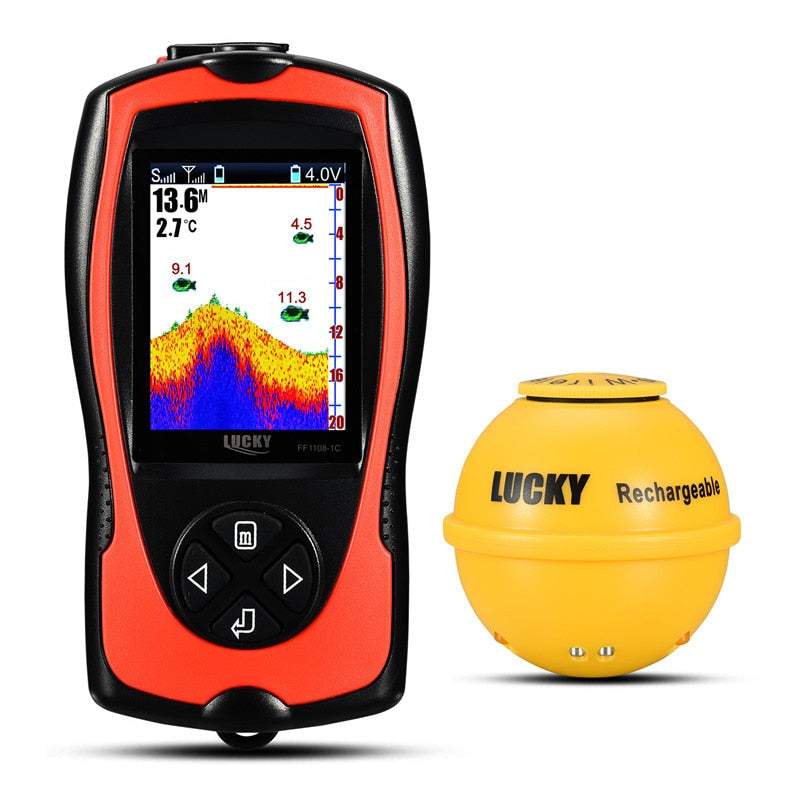 LUCKY FF1108-1CWLA Rechargeable Wireless Sonar for Fishing 45M Water Depth Echo Sounder Fishing Finder Portable Fish Finder