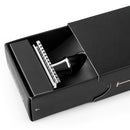 Qshave Herren Handrasierer Klassischer Sicherheitsrasierer Schwarzer Griff Doppelkantenklinge Edelstahl Metall mit 5 Klingen als Geschenk