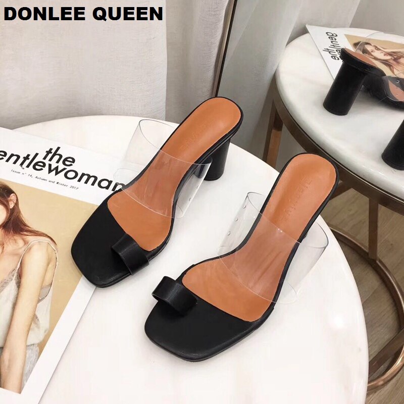 DONLEE QUEEN, zapatillas sexis transparentes de tacón alto, zapatos de verano para Mujer, sandalias para Mujer, sandalias deslizantes 2021, sandalias informales, zapatos para Mujer