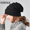 FURTALK Sombrero de punto de invierno Sombrero de mujer Gorro holgado para niñas Skullies Cap A047