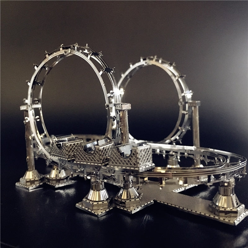 MMZ MODEL NANYUAN 3D Metal Assembly Model ROLLER COASTER Amusement Facilities Puzzle Originality Collection Playground toys gift