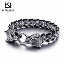 KALEN Punk Animal Wolf Charm Armbänder Herren Edelstahl Pulseira Masculina Lederarmband Boho Schmuck