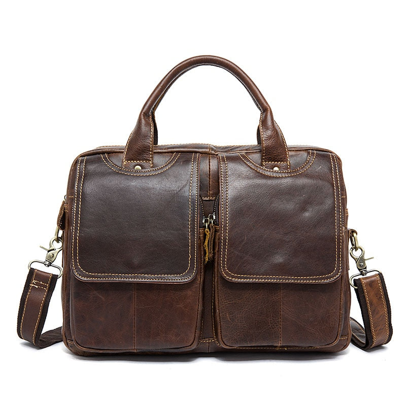 WESTAL Bag Men Leather Briefcases for 14&#39;&#39; Laptop Bag Business Men Bags for Document Computer Messenger Laptop Briefcases 8002