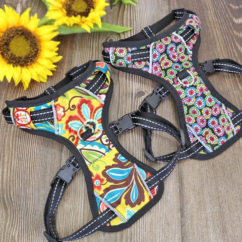 No Pull Nylon Dog Harness Vest Reflective Dog Harness Adjustable Printed Pet Puppy Harnesses For Small Medium Large Dogs S-XL