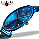 LIGE, relojes para mujer, marca superior, reloj resistente al agua de lujo, reloj de pulsera informal ultrafino de acero inoxidable para mujer, reloj de cuarzo