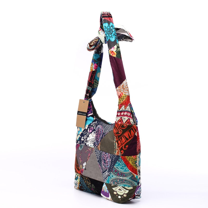 Annmouler Marke Frauen Sling Umhängetasche Baumwollgewebe Handtaschen Große Umhängetasche Floral Hobo Bag Hippie Patchwork Hippie Bag