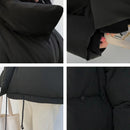 Korean Style 2021 Winterjacke Parkas Frauen Stehkragen Solide Schwarz Weiß Weiblicher Daunenmantel Lose Übergroße Damen Kurze Parka