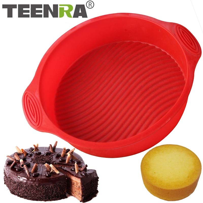 TEENRA 1Pcs Round Silicone Cake Mold Non-stick Baking Pan Muffin Cake Pan 3D Silicone Baking Dish Bread Mold Cake Form Bakeware