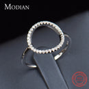 Klassische Mode aushöhlen Hoop funkelnder weißer und rosafarbener Ring Zirkonia Schmuck echte massive 925 Sterling Silber Ringe