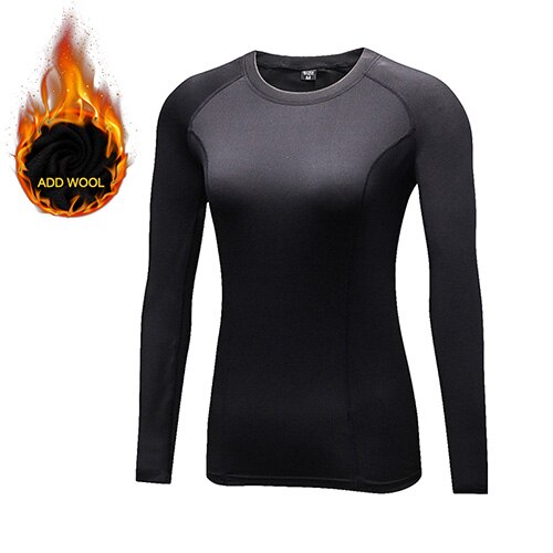 Yuerlian 15% Spandex Add Wool Women Fitness Tights T-shirt Workout Blouse Sport Running Sportswear Long sleeve Gym Yoga Shirt