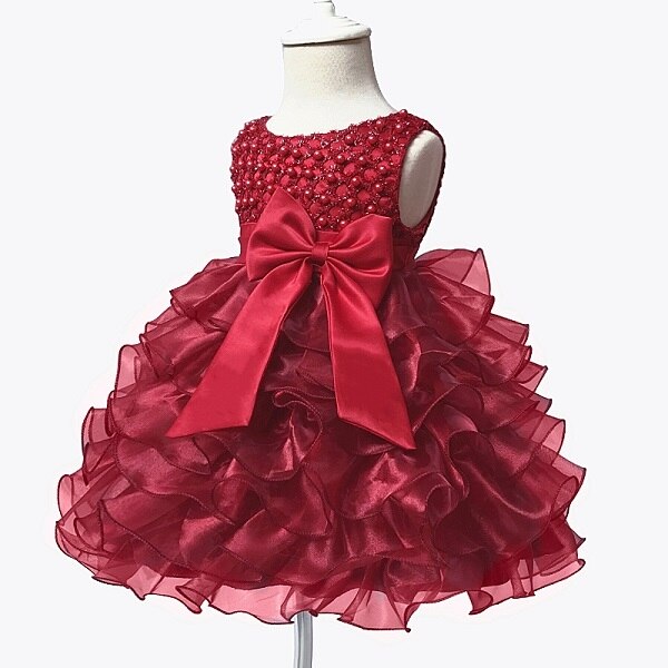 Tutu Friesen Blume Baby Mädchen Kleid für Hochzeitsfeier ärmellose Säuglingsbabykleider für 1. Geburtstag Kleinkind Taufe Kleidung