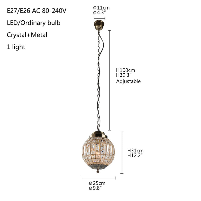 Retro Vintage Royal Empire Ball Style Big Led Crystal Modern Chandelier Lamp Lustres Lights E27 para sala de estar dormitorio baño
