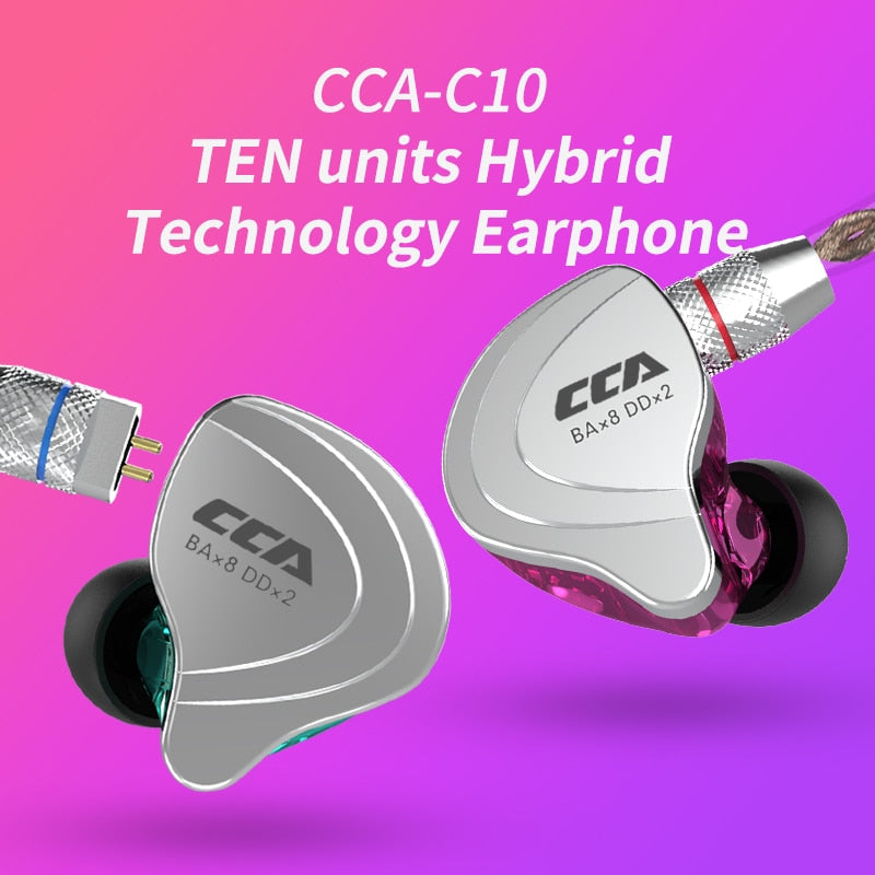 CCA C10 Kopfhörer 4BA+1DD Hybrid Technologie HiFi In Ear Musik DJ Gamer Sport Kopfhörer Active Noice Cancelling Monitor Headset