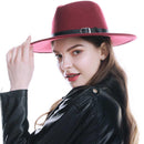 WELROG Fedora-Hüte, Schwarz, Rot, für Damen, Fedoras aus Wollimitat, Panama-Filzhut, Winter, Herren, Jazz, Trilby, Chapeau, Femme-Caps