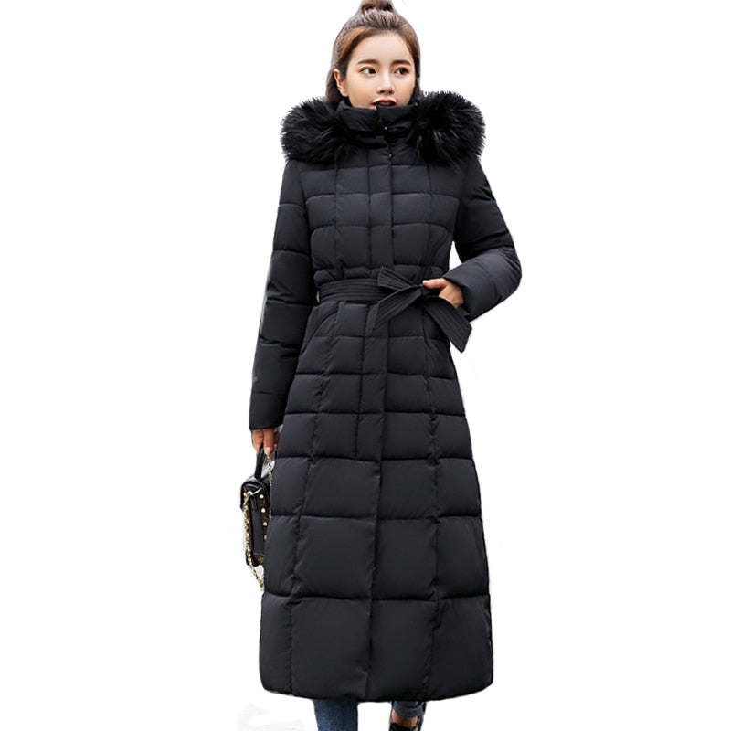 X-Long 2021 nueva llegada moda delgada mujer chaqueta de invierno algodón acolchado cálido grueso abrigo de mujer abrigos largos Parka chaquetas de mujer