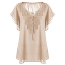 Plegie Large Size Lace Patchwork Shirt Damen Tops und Blusen Kurzarm Big Size Blusas Femininas Blusas Mujer De Moda 2022