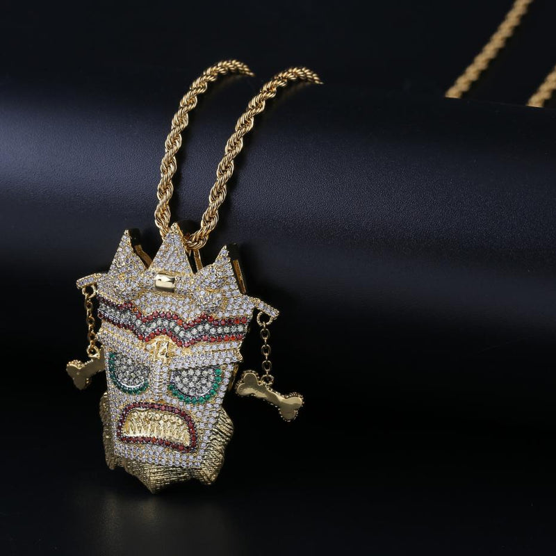 TOPGRILLZ New Iced Out UKA Mask Solid Pendant Necklace Men&