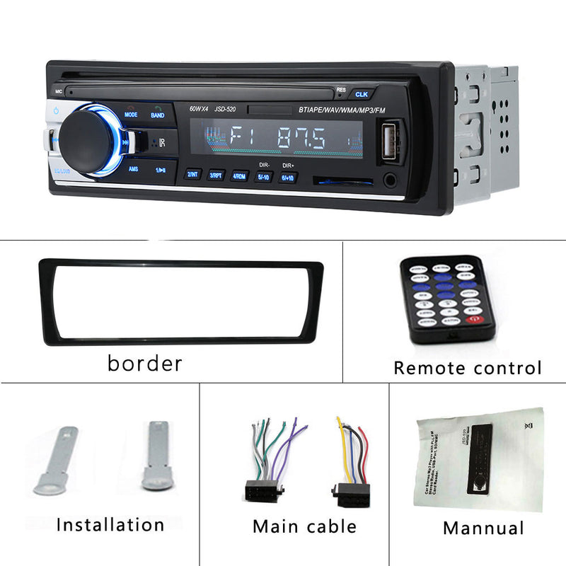 Podofo Car Radio Stereo Player Digital Bluetooth MP3 Player JSD-520 60Wx4 FM Audio Stereo Music USB/SD with In Dash AUX Input