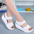 WOIZGIC Frauen Mutter Damen Weibliche Echtes Leder Schuhe Sandalen Frau Plattform Haken Schleife Casual Sommer Cool Beach AM-9018
