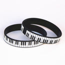 1 pieza, gran oferta, pulsera de silicona con teclado de Piano impreso en blanco y negro, pulsera de notas musicales y brazaletes para amantes de la música, regalo SH081