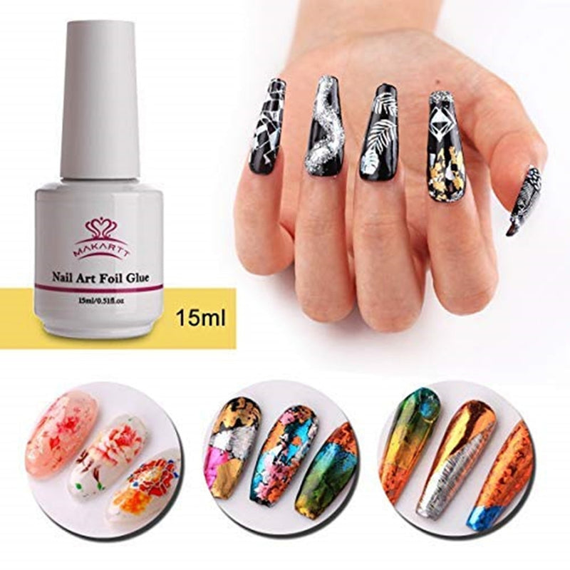 Makartt Nail Art Foil Glue Gel for Foil Stickers Nail Transfer Tips Manicure Art DIY 15ML 1 Bottles Nail Curing Lamp Required