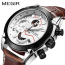 MEGIR Military Sportuhr Herren Top-Marke Luxus Leder Army Quarzuhr Herren Creative Chronograph Relogio Masculino