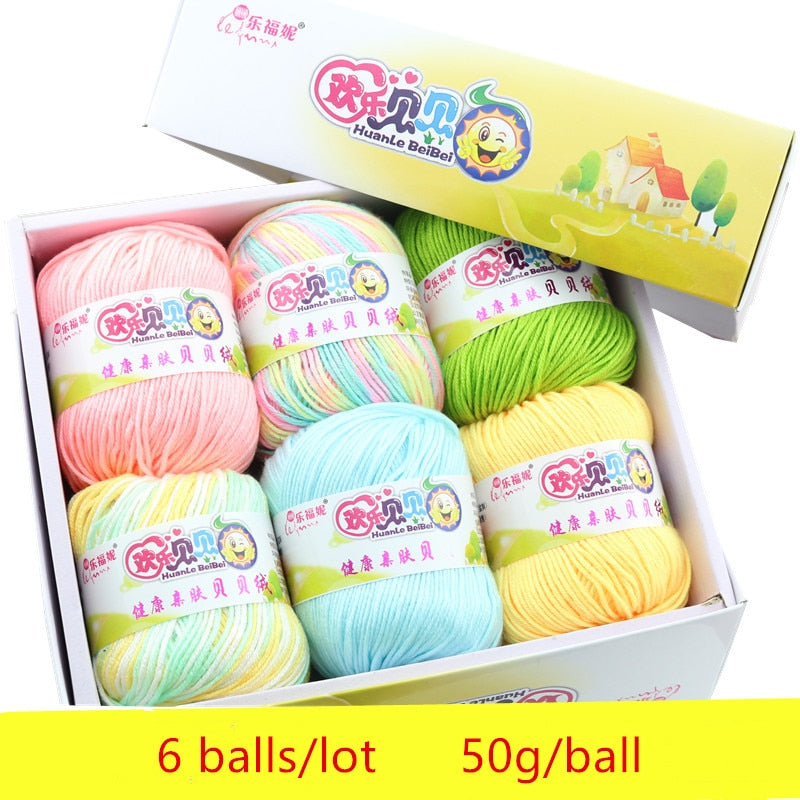 6balls/lot 73 Colors Milk Cotton Yarn Baby Wool Yarn DIY Knitting Children Sweater Hat Hand Knitted Yarn Knit Blanket Crochet