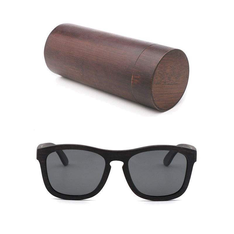 Retro-Männer polarisierte Frauen-Sonnenbrille Schwarzes Holz Kinderpaar-Sonnenbrille handgefertigt UV400 Mit Bambus-Holzkiste