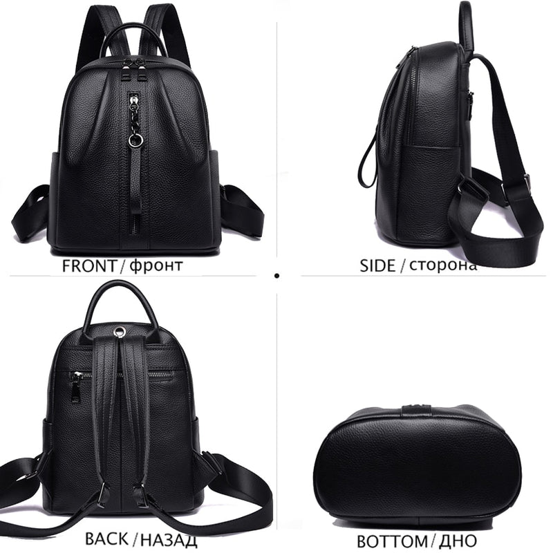 Casual Echtes Leder Frauen Rucksack Marke Echtes Rindsleder Rucksack Weibliche Große Kapazität Schultaschen für Mädchen Im Teenageralter