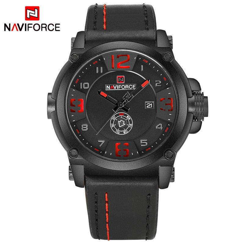 NAVIFORCE marca de lujo superior hombres deportes militar cuarzo reloj hombre analógico fecha reloj correa de cuero reloj Relogio Masculino