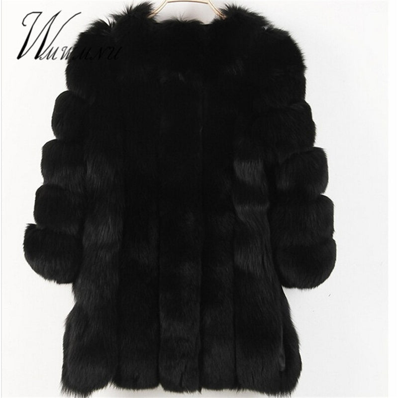 Fashion Luxury Faux Fox Fur Coat Women Plus Size S-4XL Winter Coat Thick Warm Fake Furry Fur Jacket Coats chaqueta mujer