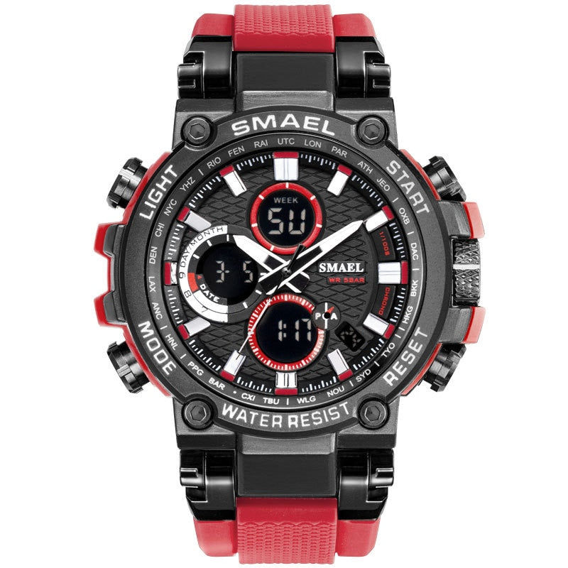 SMAEL Men Sport Watches Digital Double Time Chronograph Watch Mens LED Chronometre Week Display Wristwatches montre homme Hour