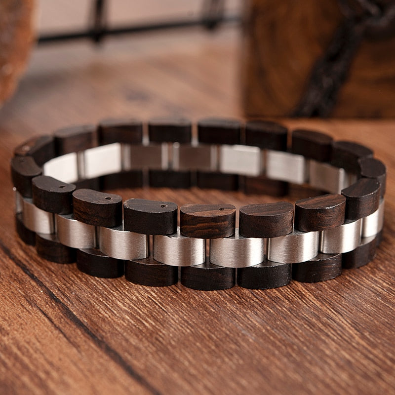 Pulsera de madera BOBO BIRD para hombres y mujeres, pulsera de eslabones, brazalete, joyería, regalo, pulsera para hombre, longitud ajustable, grandes regalos