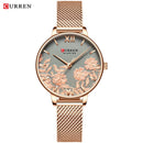 CURREN Damenuhren Top-Marke Luxus Edelstahlarmband Armbanduhr für Damen Rose Uhr Stilvolle Quarz Damenuhr