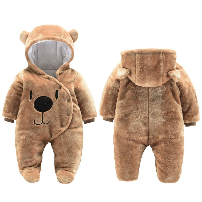 Neugeborenes Baby Mädchen Kleidung 0-3 Monate Winter Dicke Warme Baby Footies Baumwolle Säuglingskinder Overalls Cartoon Bär Baby Jungen Kleidung