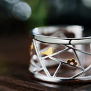 Lotus Fun echter offener Ring aus 925er Sterlingsilber, feiner Schmuck, orientalisches Element, Fensterdekoration, Papierschnitt-Design, Ringe für Frauen