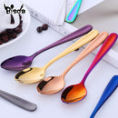 8 stücke Teelöffel Edelstahl Kaffeelöffel Kreative Gold Mini Löffel Bunte Dessert Eisportionierer Geschirr Set für Party