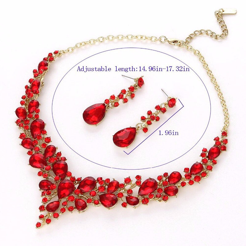 Zarte Frauen Österreichische Kristall Schmuck Sets 16 Farben Für Braut Hochzeit Halskette Und Ohrringe Sets Dame Party Modeschmuck