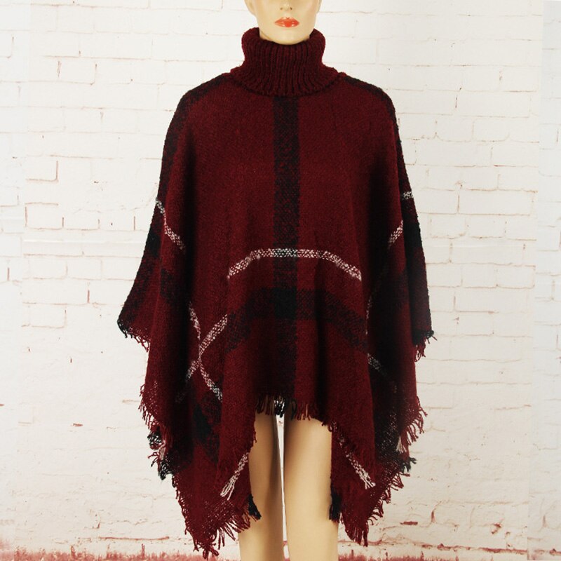 Suéter de invierno Poncho de punto para mujer Bufanda de cuello alto para mujer Suéteres y jerséis cálidos gruesos Poncho y capas