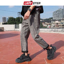 LAPPSTER Streetwear pantalones a cuadros amarillos hombres Joggers 2021 hombre Casual recto Harem pantalones hombres coreano Hip Hop pantalones de chándal de talla grande