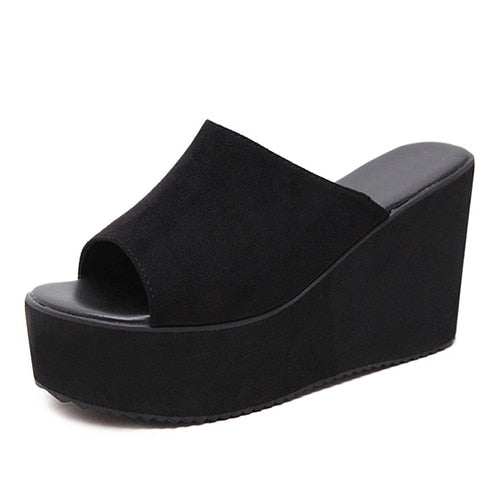 Gdgydh Summer Slip On Women Wedges Sandals Platform High Heels Fashion Open Toe Ladies Casual Shoes Comfortable Promotion Sale