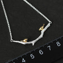 Lotus Fun Echt 925 Sterling Silber Natürlicher Original Handgemachter Feiner Schmuck 18 Karat Gold Vogel auf Zweig Halskette für Frauen Geschenk Bijoux