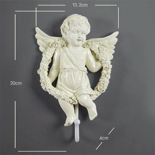 European angel statue wall decor hanger Creative TV blackground home mural living room wall art coat bag keys holder hanger