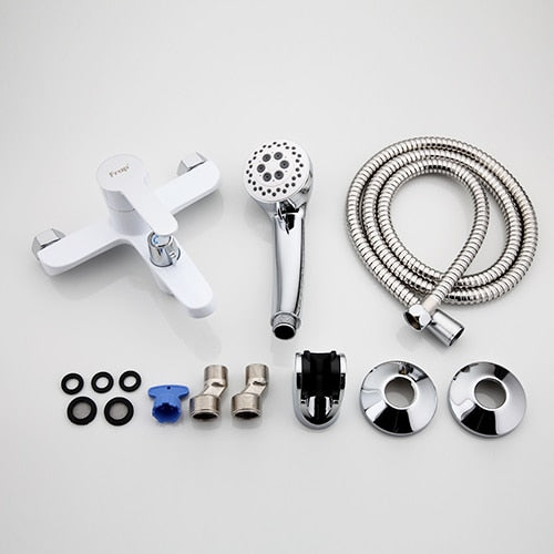 FRAP Badewannenarmaturen mehrfarbige Badezimmerdusche Messing Chrom Wandmontage Badewanne Dusche Mischbatterie Duschkopf Set schwarz weiß rot