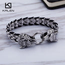 KALEN Punk Animal Wolf Charm Armbänder Herren Edelstahl Pulseira Masculina Lederarmband Boho Schmuck
