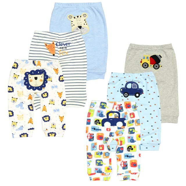 Pantalones de bebé de 3/6 piezas, mallas con estampado de animales de dibujos animados de otoño de algodón para niños y niñas, pantalones largos para bebés