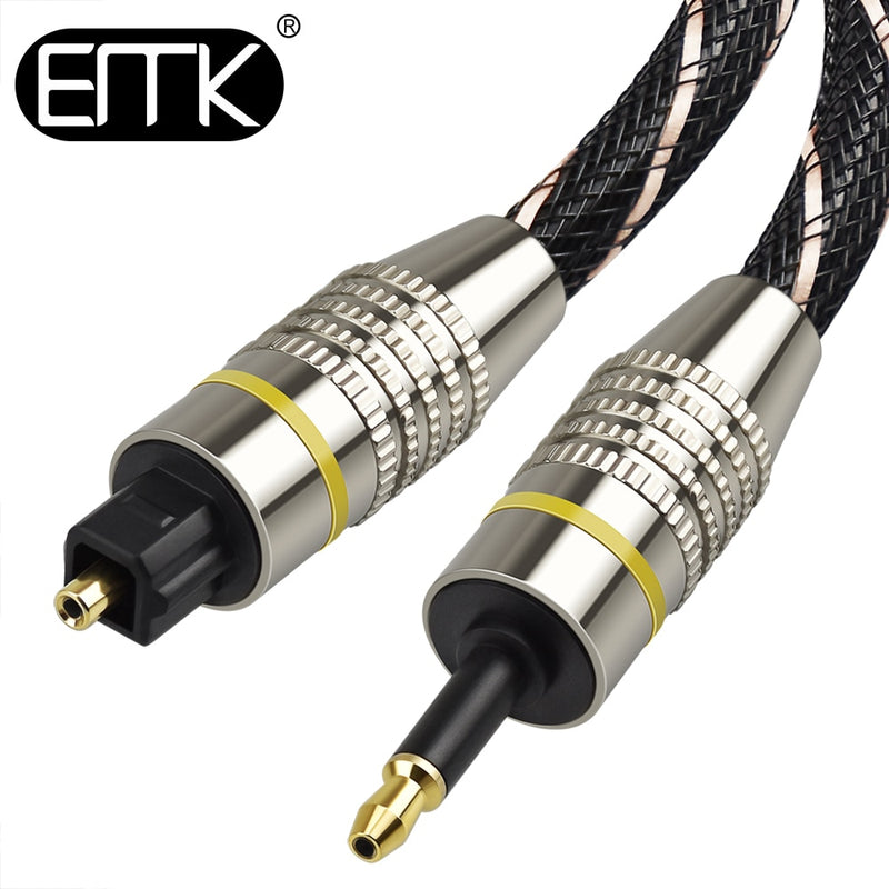 EMK Digitales Toslink-zu-Mini-Toslink-Kabel 3,5-mm-SPDIF-Glasfaserkabel 3,5-zu-Optik-Audiokabel-Adapter für Macbook 5m 10m