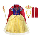 VOGUEON Mädchen Prinzessin Schneewittchen Kostüm Puffärmel Deluxe Prom Party Kleid mit langem Umhang Kinder Halloween Kostüm